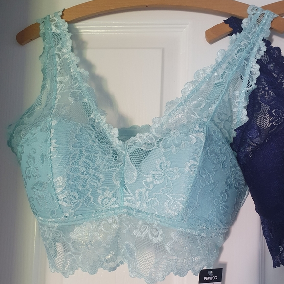 BNWT Two Pack of Lace Blue/Turquoise/Aqua/Navy Bralettes from Pep & Co - Picture 5 of 13